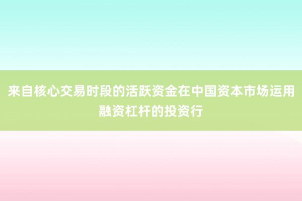 来自核心交易时段的活跃资金在中国资本市场运用融资杠杆的投资行