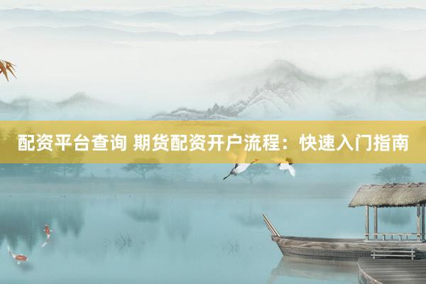 配资平台查询 期货配资开户流程：快速入门指南