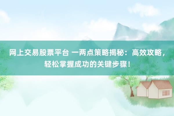 网上交易股票平台 一两点策略揭秘:高效攻略,轻松掌握成功的关键步骤!